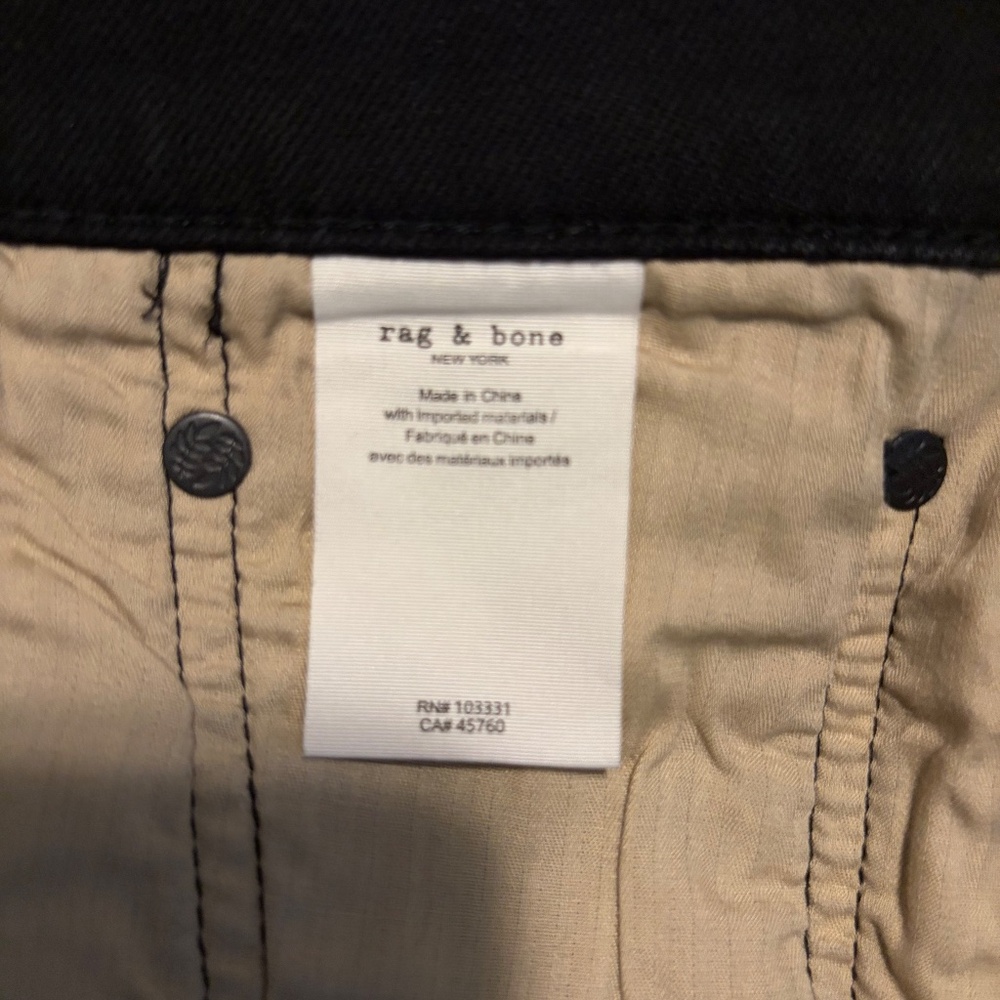 rag & bone Men's Fit 1 Skinny Deep Black Slim Jeans Size 32x30 - Picture 6 of 6
